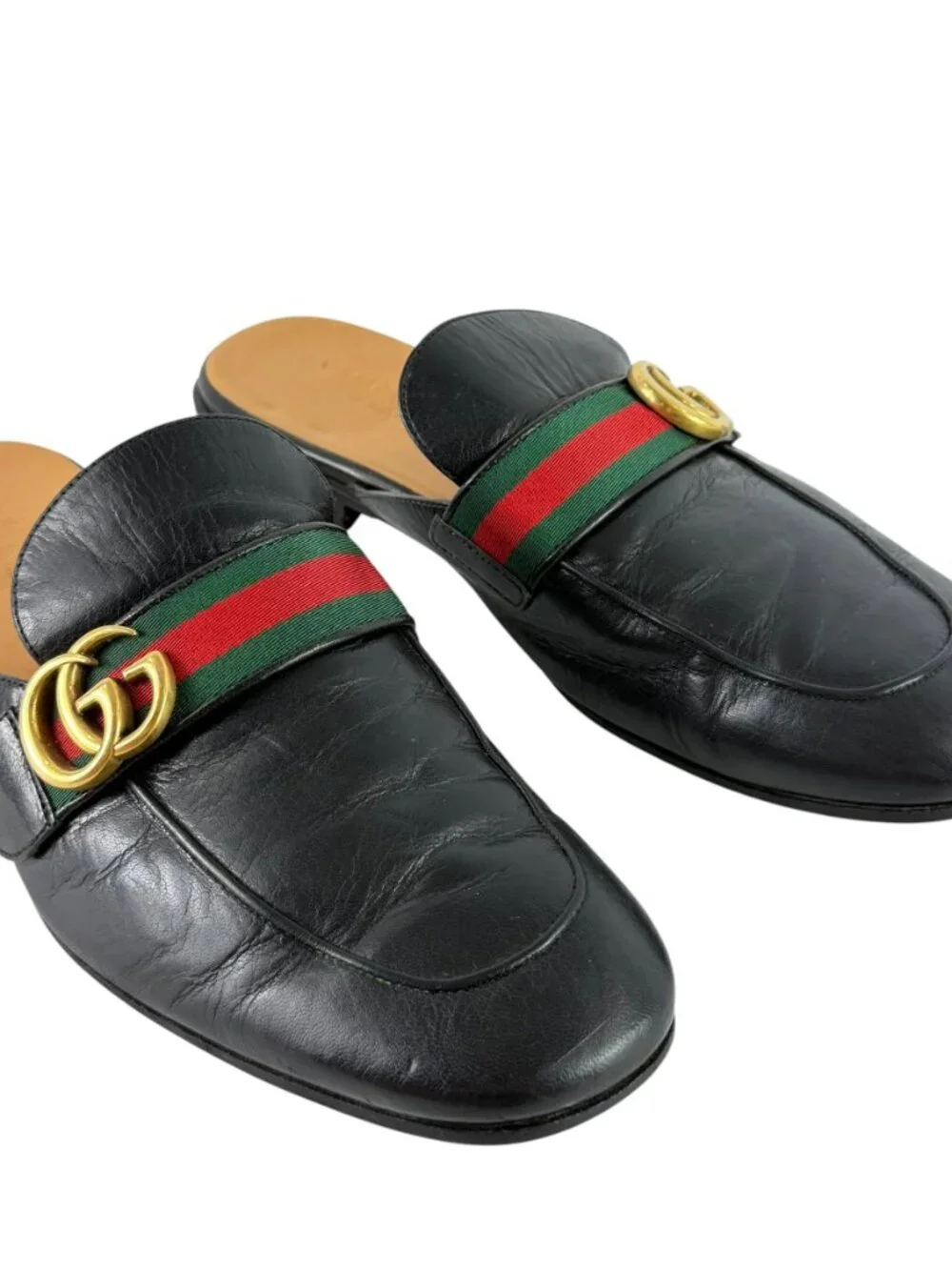 GUCCI Princetown Marmont Black Leather Men's Slides 9 - 9.5US Made in Italy